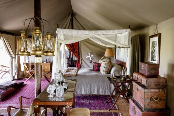 Das luxuri�se Singita Sabora Zelt-Camp im 20er Jahre Stil